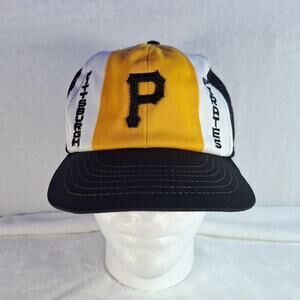 Vintage Pittsburgh Pirates Baseball Cap AJD Lucky-Stripes Nylon Mesh Made in USA